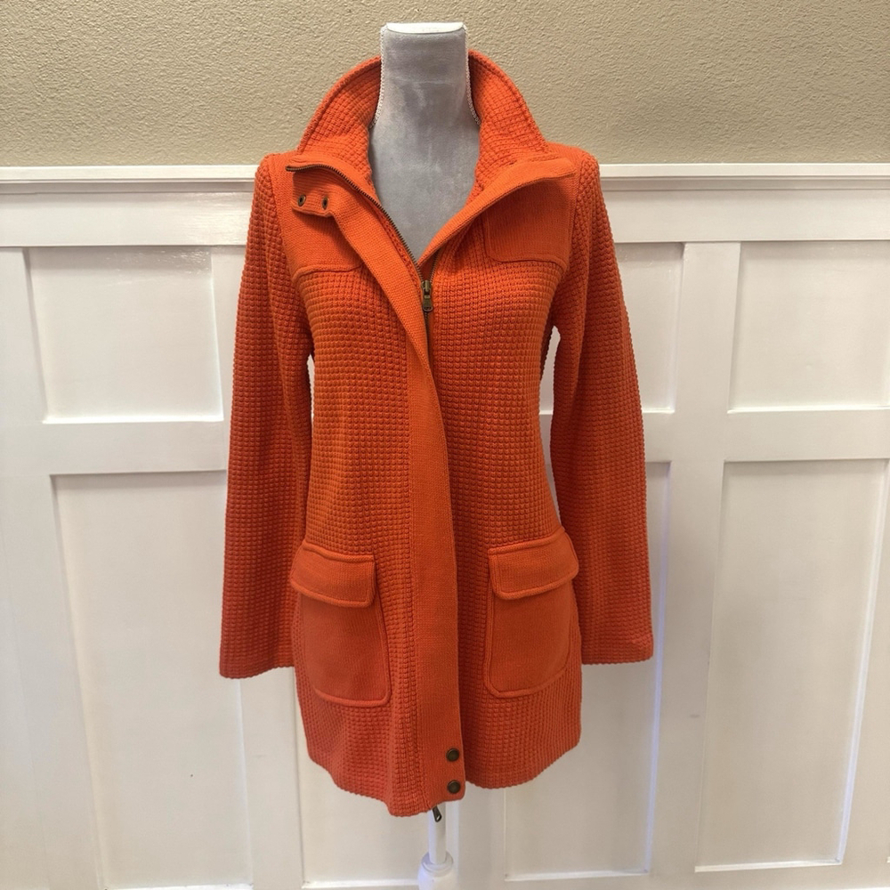 Lauren Ralph Lauren Knit Sweater Coat Size:M Orange Cardigan Full Zip Button - Picture 5 of 16